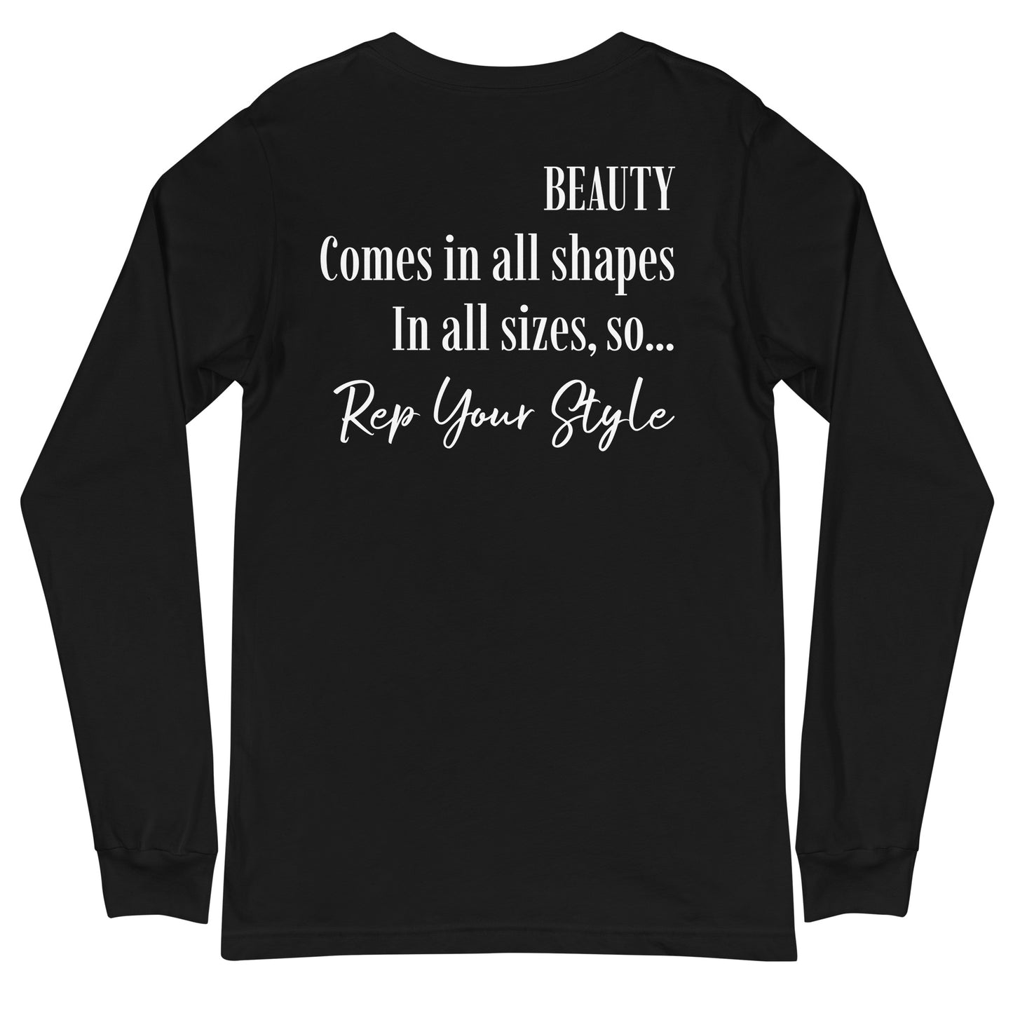 Beauty comes in all sizes black long sleeve