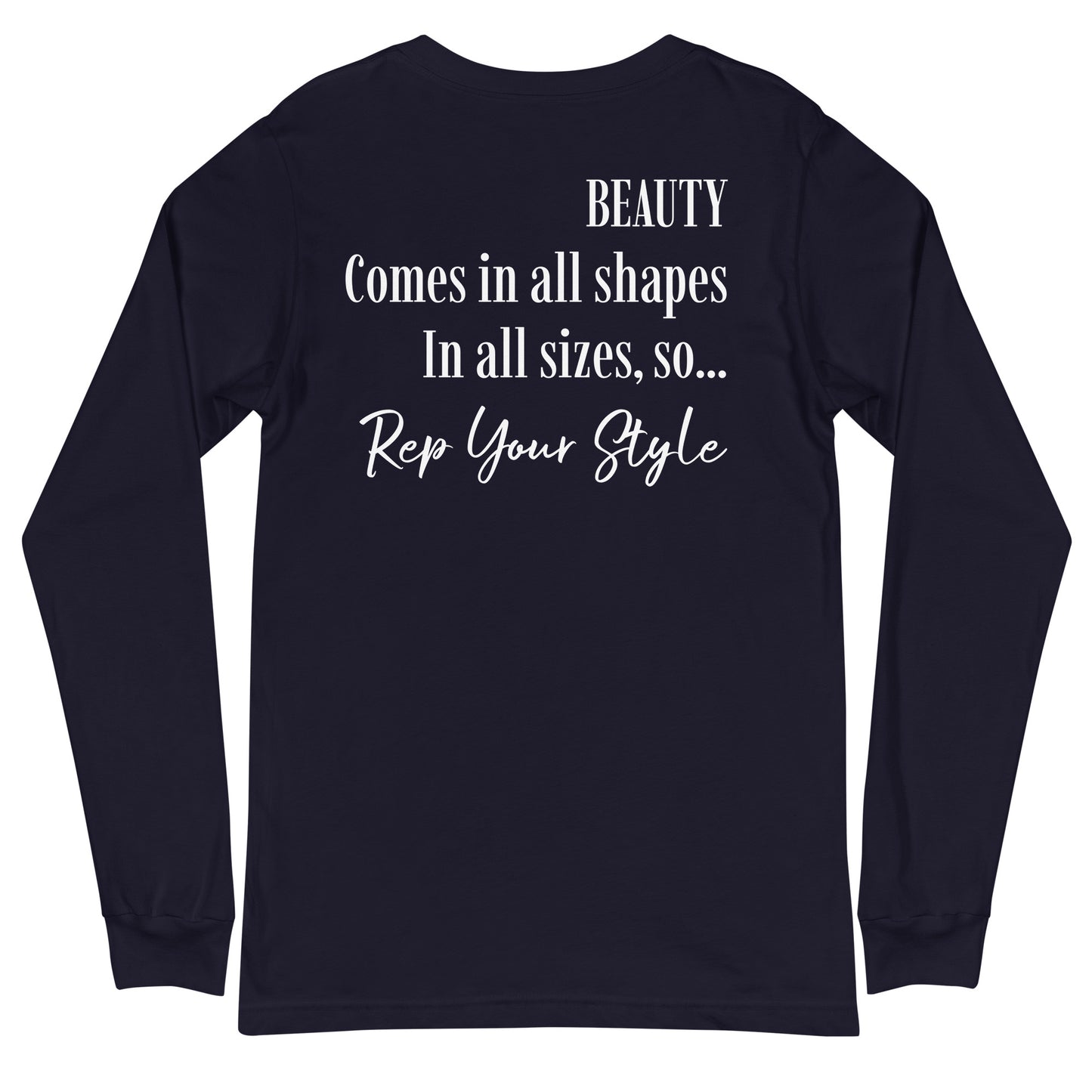 Beauty comes in all sizes navy long sleeve
