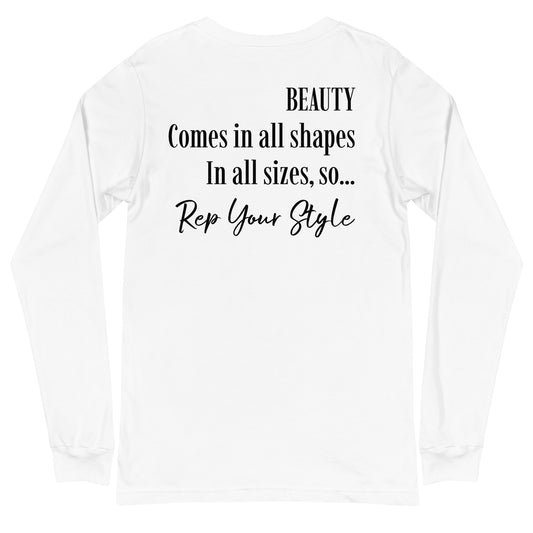 Beauty comes in all sizes white long sleeve