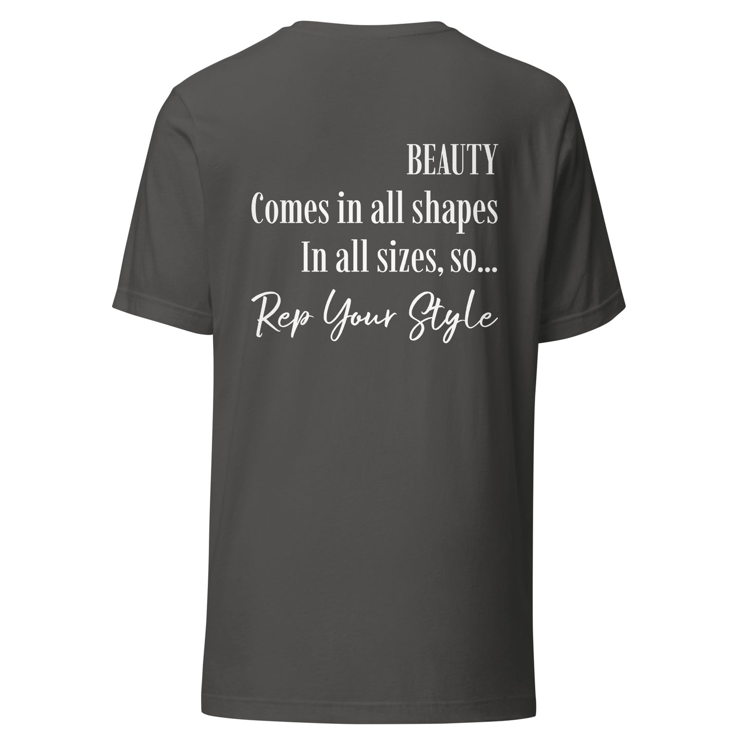 Beauty comes in all sizes grey t-shirt