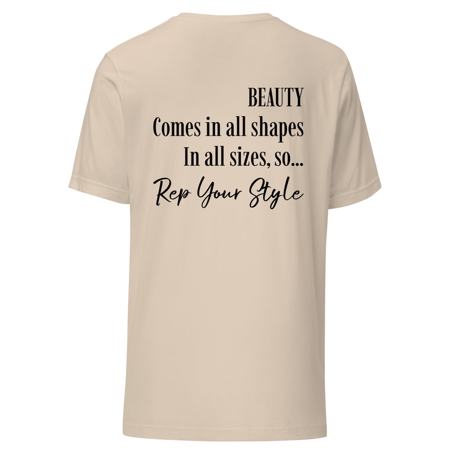 Beauty comes in all sizes cream t-shirt